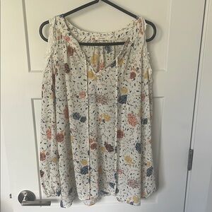 Pleione Cream Tie Front Blouse Relaxed Fit